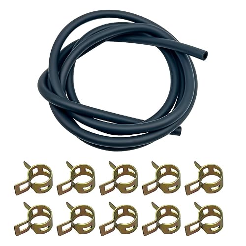 Strongthium 3/16 Fuel Line Hose Set with 10 Pieces Clamps Rubber Gas Tube for ATV Go-carts Mini Bikes 196cc 212cc 6.5hp 5.5hp 8hp 9hp 11hp 13hp Small Engines Generators