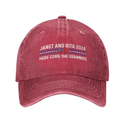 Elixvsoer Janet and Rita 2024 Here Come The Grannies Cap for Men Baseball Cap with Design Cap Red