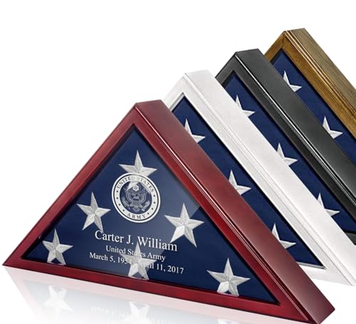 Personalized Flag Box for American Veteran Flag 9.5 X 5 Feet Flag Display Case for Burial Flag Wall Mounted Flag Box Display Case for Burial Flag to Display Folded Flag Glass Front