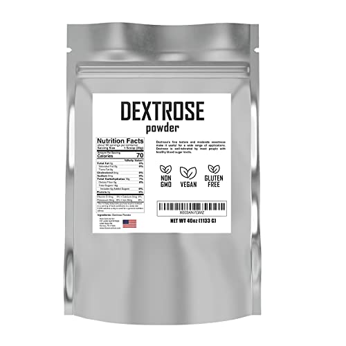 Bulk Dextrose Powder 2.5 lbs - Pure Carb Powder Unflavored - Good Source of Glucose and Carbohydrates - Food Grade Dextrose Sugar for Brewing and Sausage Making - Pre Workout Carb Supplement