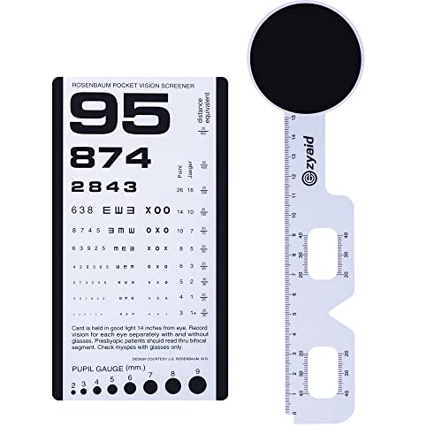 Ezyaid Rosenbaum Pocket Eye Chart with PD Ruler and Eye Occluder, Eye Test Chart Combo Kit for Near Vision Test, Visual Acuity Exam and PD Measurement (14 Inches from Viewer)