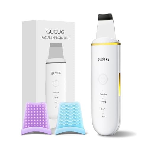 GUGUG Skin Scrubber Face Spatula Skin Spatula Pore Cleaner Blackhead Remover Tools for Facial Deep Cleansing-4 Modes -White