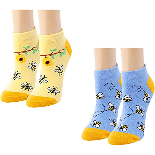 Zmart Funny Socks for Women Girls Ankle Bee Socks, Bee Gifts for Women Bumble Bee Gifts, No Show Yellow Socks Cute Socks Insect Socks