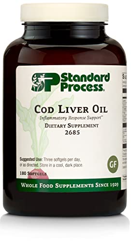 Standard Process Cod Liver Oil - EPA and DHA - Whole Food Eye Support, Skin Health, Antioxidant Supplement for Bone Health, Heart Health, Eye Health, Bone Strength - 180 Softgels