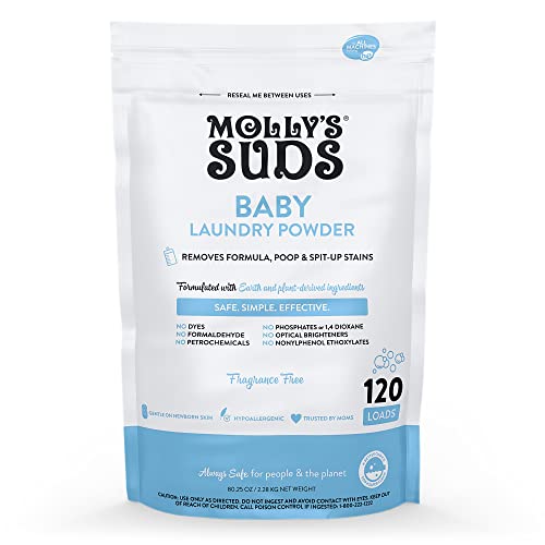 Molly's Suds Baby Laundry Detergent Powder | Removes Formula, Poop & Spit-Up Stains | Extra Gentle for Newborns (Fragrance Free)