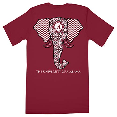 Southern Couture Classic Collection Alabama Crimson Tide Elephant Short Sleeve Womens Classic Fit T-Shirt; Cardinal Red, X-Large
