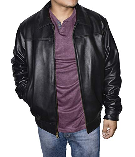 Victory Outfitters Men's Lambskin Genuine Leather Classic Bomber Jacket Mens Leather coat with Zip Out Liner - Black - Medium