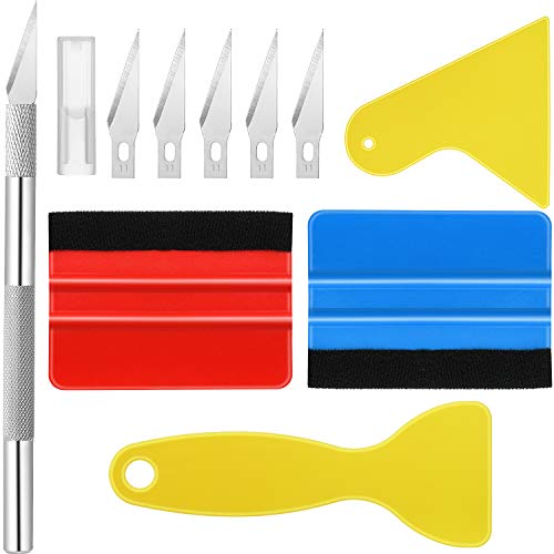 14 Inch Felt Edge Squeegee Car Wrapping Tool Kits, Car Window Film Tint Applicator Tools, Craft Knife with Replaceable Blades for Car Vinyl Wrap, Window Tint, Wallpaper (11)