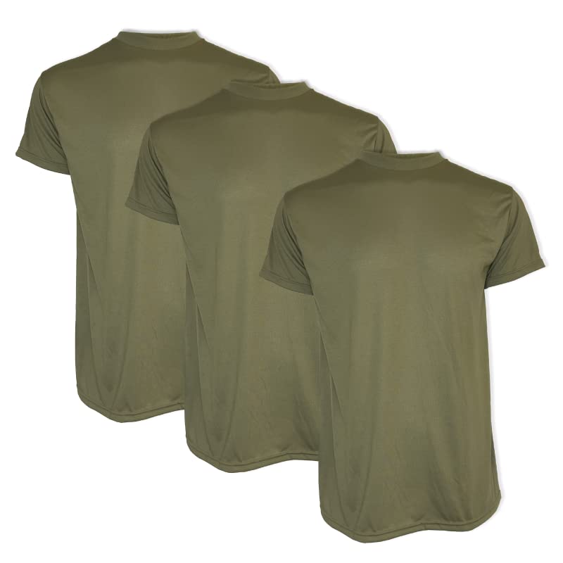 Pinnacle Mercantile Moisture-Wicking Crew Neck T-Shirt Made in USA Tan 499 100% Polyester Undershirt Multipack for Military, Airsoft, Tactical, Survival Exact US Military Specs