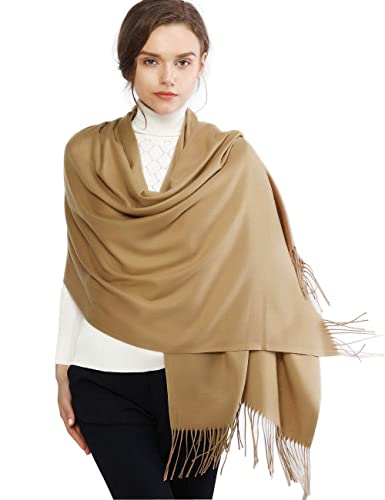 RIIQIICHY Scarfs for Women Winter Camel Pashmina Shawls and Wraps for Evening Dresses Warm Large Scarves Wedding Shawl