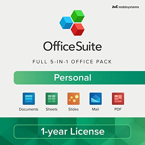 OfficeSuite Personal Compatible with Microsoft Office Word Excel & PowerPoint and Adobe PDF - 1 Year License for 1 Windows & 2 Mobile Devices