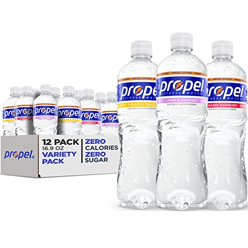 Propel Immune Support with Vitamin C + Zinc, 3 Flavor Variety Pack, 16 Fl Oz (Pack of 12)