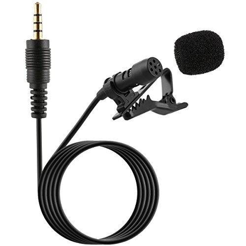 Camidy Clip On Lapel Microphone,Mini Handless Lavalier Mic 3.5mm Jack Wired Omnidirectional Condenser Microphone for Voice Recording