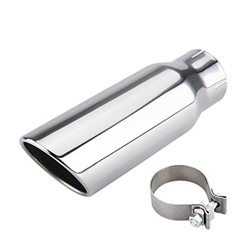 LCGP 3 Inch Inlet Exhaust tip 4' Inch Outlet 12' Long Clamp On Stainless Steel Exhaust Tailpipe Tip for Truck Polished