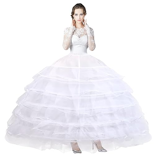 dgdgcool Petticoat 6 Hoop Skirt Crinoline Underskirt for Wedding Dress Floor Length Ball Gown Plus Size White