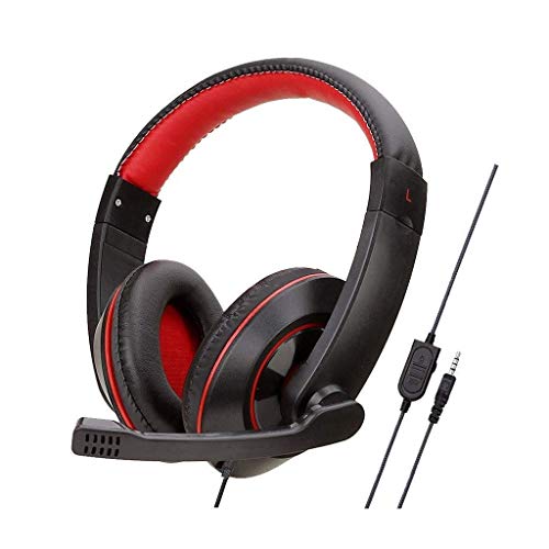 Comfortable Soft Cloth Earmuffs and Adjustable Gaming Headset Office Gaming Headset with Microphone Surround Sound High-Fidelity Stereo Gaming Headset Compatible Gaming Headset (Black A)