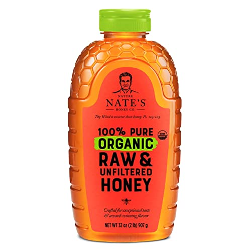 Nate's Organic 100% Pure, Raw & Unfiltered Honey - USDA Certified Organic - 32oz. Squeeze Bottle