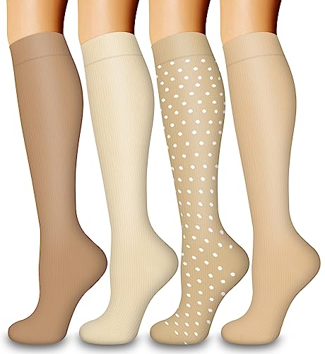 Laite Hebe 4 Pairs-Compression Socks for Women&Men Circulation-Best Support for Nurses,Running,Athletic
