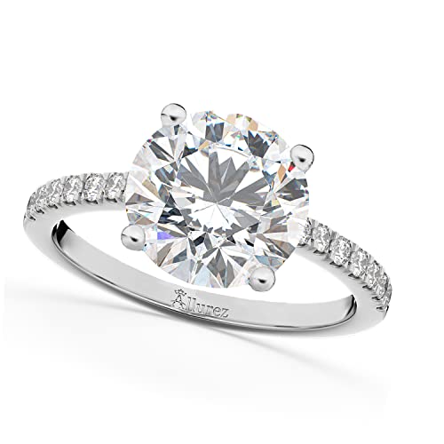 Allurez (2.21ct) Platinum Round Diamond Engagement Ring - Size: 3.5