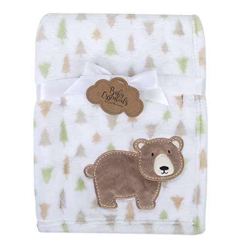 Plush Fleece Throw and Receiving Baby Blankets for Boys and Girls 30x40 (Woodland Bear)