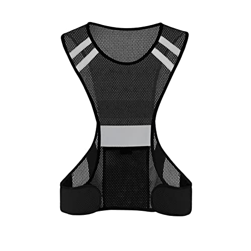 TCCFCCT Reflective Running Vest for Men Women, High Visibility Safety Vest with Large Pocket, Lightweight Reflective Running Gear for Motorcycling, Cycling, Jogging, Black