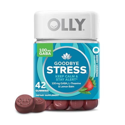 OLLY Goodbye Stress Gummy, GABA, L-Theanine, Lemon Balm, Stress Relief Supplement, Berry - 42 Count