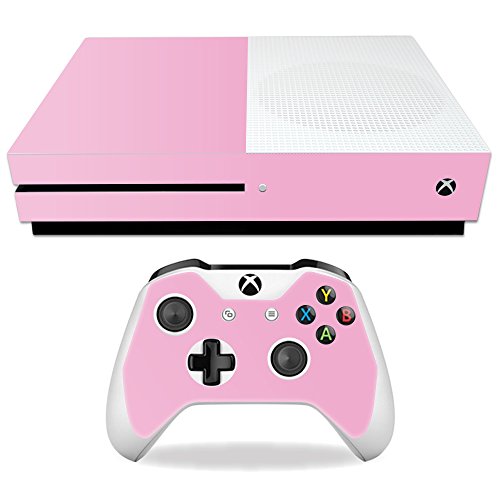 MightySkins Skin Compatible with Microsoft Xbox One S - Solid Pink | Protective, Durable, and Unique Vinyl Decal wrap Cover | Easy to Apply, Remove, and Change Styles | Made in The USA