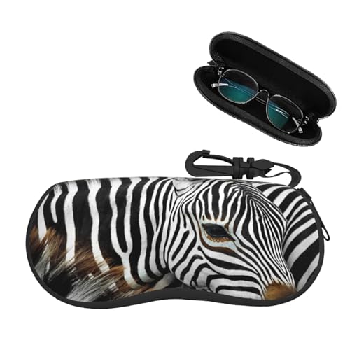 AOYEGO Funny Zebra Soft Shell Glasses Case Wild Animal Black White Zebras Stripes Protective Case for Glasses Eyeglasses Sunglasses for Travel School Office