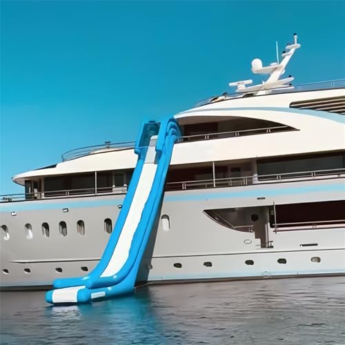 Gueploer Private Dock Swimming Pool Yacht Water Slide, Water Park Entertainment Equipment with Safety Net and Electric Air Pump,13.1Ft/4M