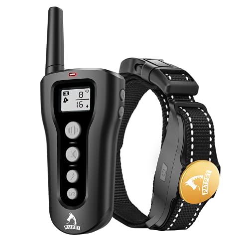 PATPET Dog Training Collar - Rechargeable Dog Training Collar with Remote for Medium Large Dogs 1000Ft Remote Range 3 Training Modes IPX7 Waterproof Black