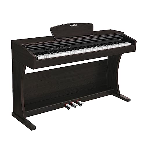 Donner DDP-300 Digital Piano with 88 Graded Hammer Action Weighted Keys, Record, Bluetooth, 10 Voices, 4 Reverb, Speakers, Professional Full Fize Key Keyboard Electric Dark Rose