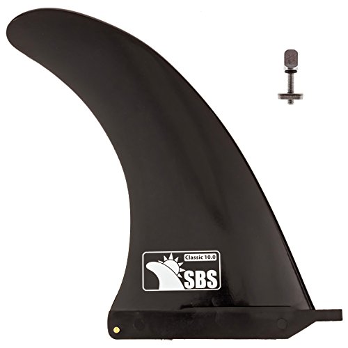 SBS 10' Surf & SUP Fin - Free No Tool Fin Screw - 10 inch Center Fin for Longboard, Surfboard & Paddleboard