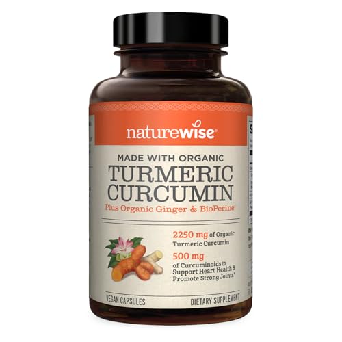 NatureWise Curcumin Turmeric 2250mg 95% Curcuminoids & BioPerine Black Pepper Extract Advanced Absorption for Joint Support [1 Month Supply - 90 Count]