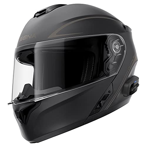 Sena Outrush R Bluetooth Modular Motorcycle Helmet with Intercom System (Matte Black, Medium)