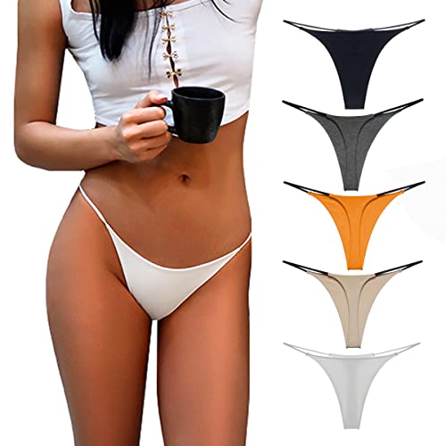 Aogda Thong for Women Cotton Underwear Low Rise Panties Woman G-String Thongs（Small）