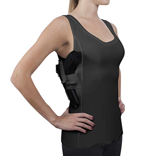 ConcealmentClothes Women’s Compression Undercover- Concealed Carry Holster Tank Top Shirt - Black - Medium