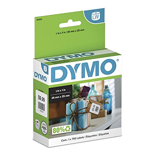 DYMO Authentic LW Multi-Purpose Square Labels, DYMO Labels for LabelWriter Printers, Great for Barcodes, 1' x 1', 1 Roll of 750