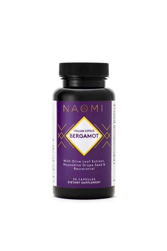 NAOMI BergAmore Plus Resveratrol, Award-Winning Cardiologist Developed, Clinically Shown to Support Normal Cholesterol & Healthy Cellular Function, Citrus Bergamot & 7 Key Polyphenols, 30-Day Supply