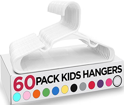 Utopia Home 60 Pack 11.5 Inch Plastic Kids Hangers for Closet - Childrens Hangers for Clothes & Infant Hangers - Ideal for Everyday Use (White)