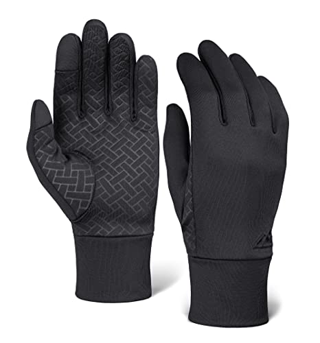 Tough Outdoors Running Gloves with Touch Screen - Winter Glove Liners for Texting, Cycling - Thin & Lightweight Cold Weather Thermal Gloves Black