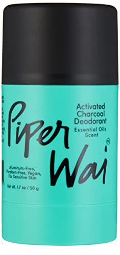 PiperWai Natural Deodorant w/Activated Charcoal | Odor Protection, Vegan, Aluminum Free, Shark Tank Product for Women & Men | Great for Travel, & Gifts | 50g Scented Stick