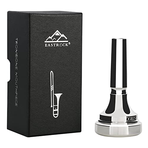 EASTROCK Trombone Mouthpiece,Silver Plated Trombone Mouthpiece Large Shank 4AL, Trombone Instrument Accessories Vacuum Packed