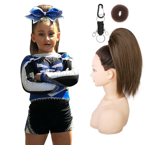 SEIKEA Cheer Ponytail Hair Piece, 10' Straight Tangle-Resistant Smooth Natural Cheerleader Hairpiece Ponytail Extension for Cheer Competition, Dance, Performance, Mocha Melt