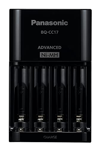 Panasonic BQ-CC17KSBA eneloop Advanced Individual Battery Charger with 4 LED Charge Indicator Lights, Black