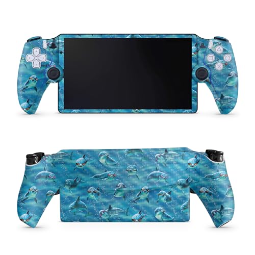 Carbon Fiber Gaming Skin Compatible with PS5 Portal Remote Player - Dolphin Gang - Premium 3M Vinyl Protective Wrap Decal Cover - Easy to Apply | Crafted in The USA by MightySkins