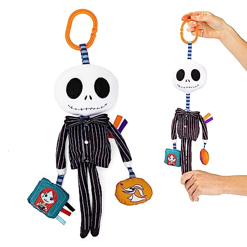 KIDS PREFERRED Disney Baby Nightmare Before Christmas Jack Skellington On The Go Activity Toy with Teether, On The Go Clip, Bell Chime, and Pull Through Arms