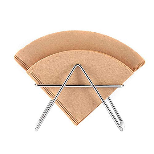 Coffee Filter Holder Reusable Metal Coffee Filters Paper Container Rack Stand for Home Kitchen Bar Cafes Storage Accessories (Triangle)