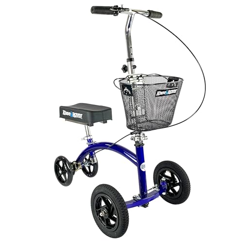 KneeRover Hybrid All Terrain Knee Scooter for Adults for Foot Surgery Heavy Duty Knee Walker for Broken Ankle Foot Injuries - Leg Recovery Scooter Best Knee Crutch Alternative (Blue)