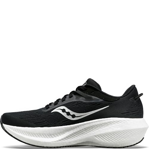 Saucony Women's Triumph 21 Sneaker, Black/White, 9.5 Wide