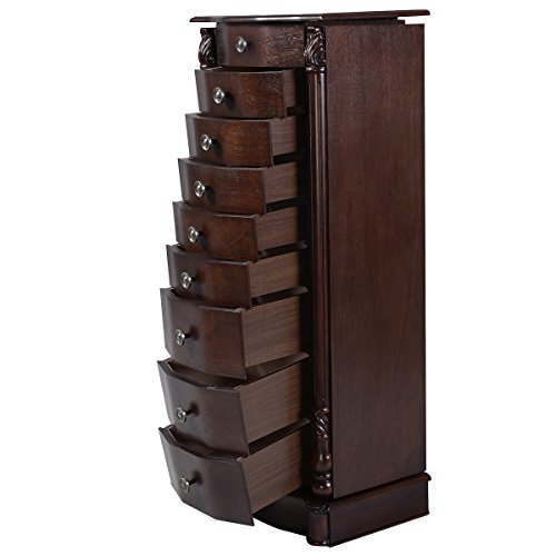 Giantex Wood Jewelry Cabinet Armoire Box Storage Chest Stand Organizer Necklace